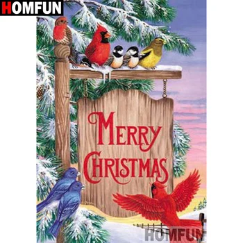 

HOMFUN 5D Diamond Pattern Rhinestone Needlework Diy Diamond Painting Cross Stitch "Snow bird scenery" Diamond Embroidery A21358