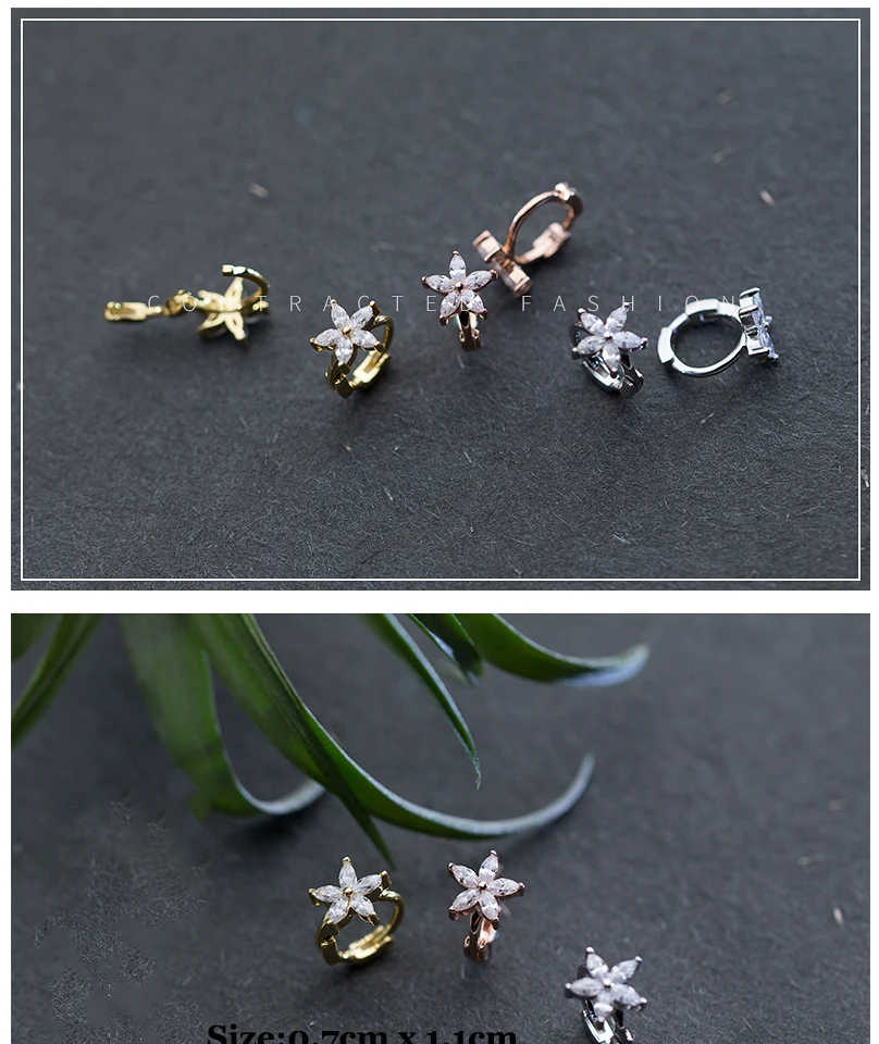 Exaggerated 925 Sterling Silver CZ Flower Hoop Earrings For Women Girls 2018 Fashion Piercing Huggie Earrings zilveren oorbellen (1)