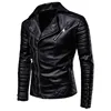 Blouson d'hiver en similicuir pour moto, coupe-vent rouge décontracté pour homme, avec fermeture éclair ► Photo 3/6
