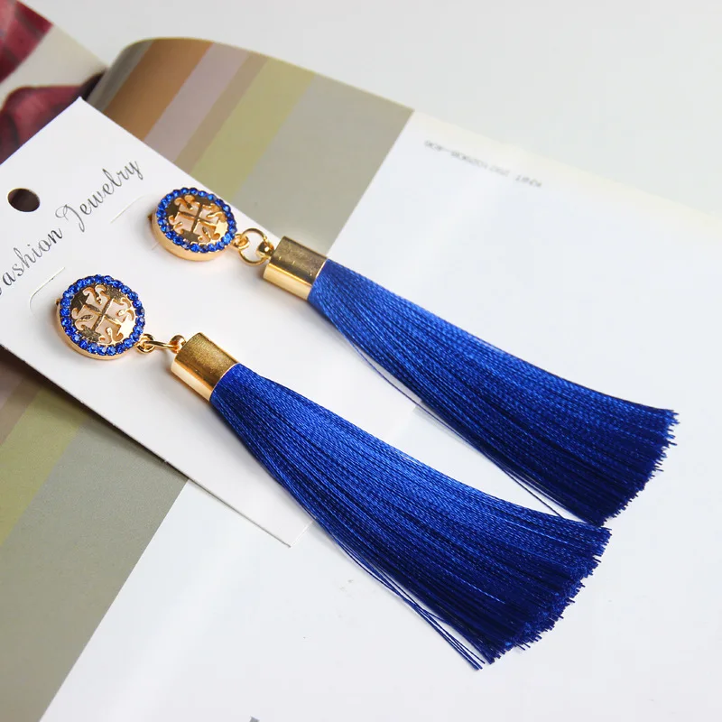 Rhinestone Long Tassel Earrings Jewelry in Earrings