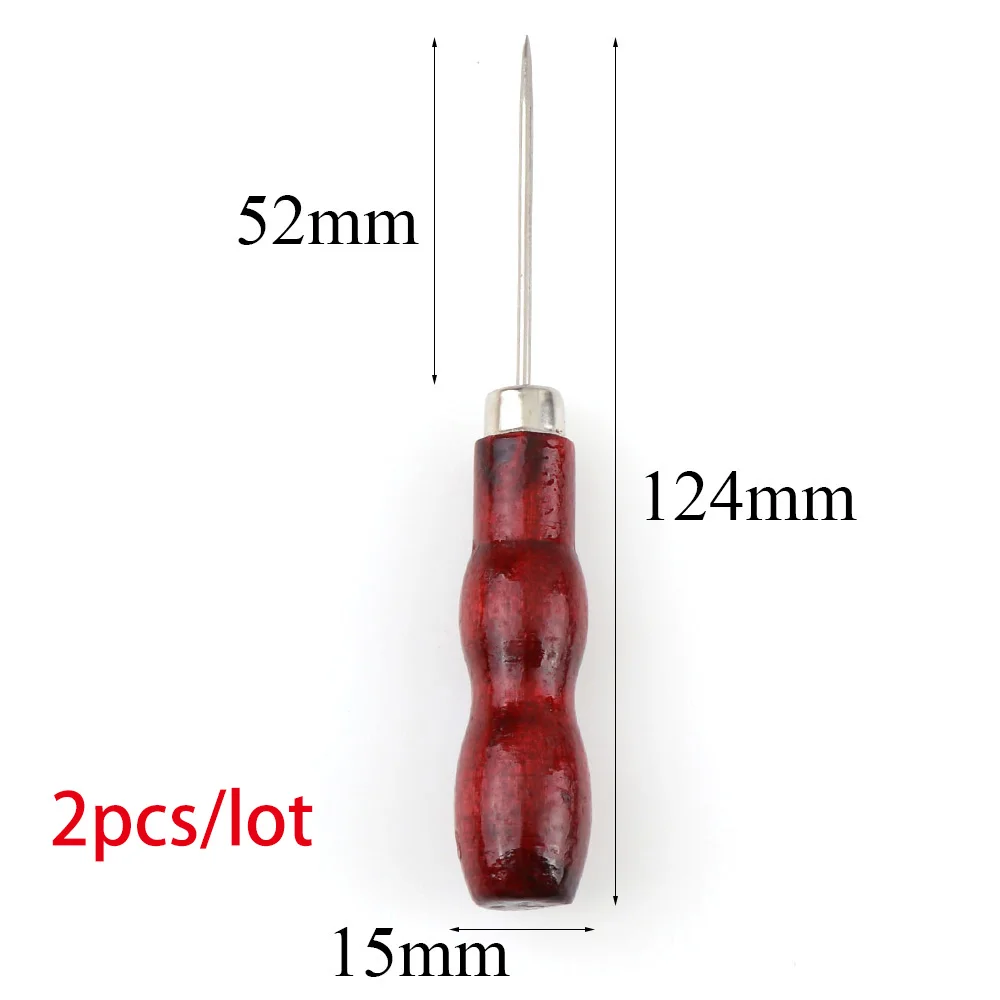 4 шт. деревошвейная кожа швейная обувь деревянная ручка инструмент набор шила строчка конус кожевенное ремесло иглы Набор инструментов материалы для рукоделия Шитье - Цвет: 2pc
