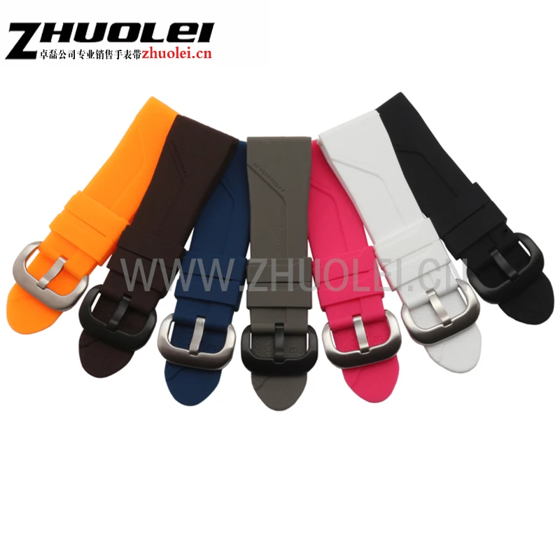

28mm Dark blue Black white gray orange Rubber Watchband men's women's rubber Waterproof silicone bracelet watch strap