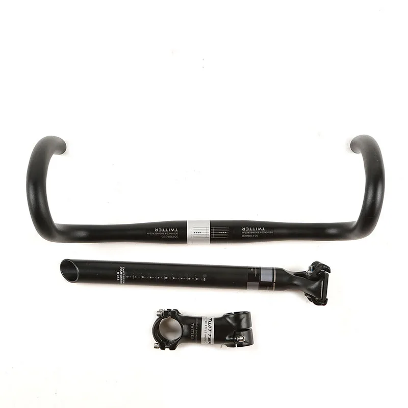 Bicycle Handlebar Set Aluminum alloy Road Bike Handlebars Bent Bar 31.8x420mm + Seatpost31.6x350mm + Stem31.8x80mm Parts