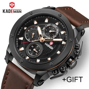 KADEMAN Top Brand Men's Fashion Casual Sport Watches Men Waterproof Leather Quartz Watch Man military Clock Relogio Masculino KADEMAN Top Brand Men's Fashion Casual Sport Watches Men Waterproof Leather Quartz Watch Man military Clock Relogio Masculino