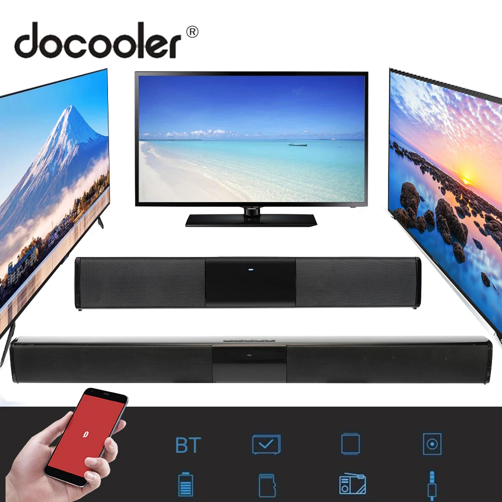 

20W Sound Bar Bluetooth Soundbar Column Dual Subwoofers Speaker Home Theater Surround Sound System Hang Wall Built-in 3D Stereo