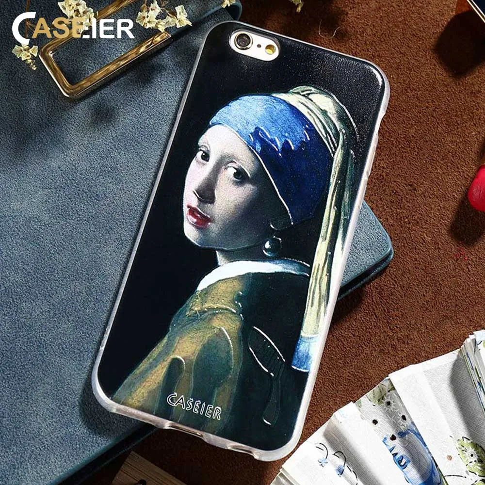 Caseier для iPhone 5 5S SE 6 6S 7 8 plus X 10 задняя крышка Ретро рисунком чехол samsung Galaxy S8 S6 S7 Edge
