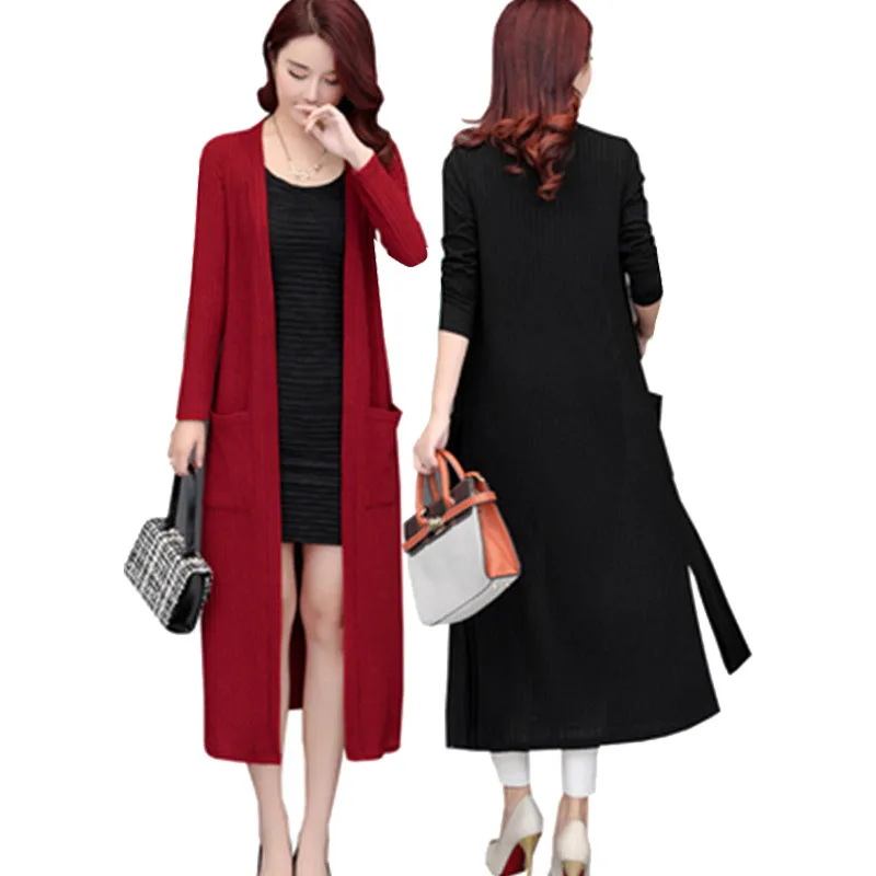 

New 2019 Autumn Plus Size 3XL 4XL 5XL Women Maxi Long Knitted Cardigan Sweater Outwear Women Mother Casual Cardigan Coat