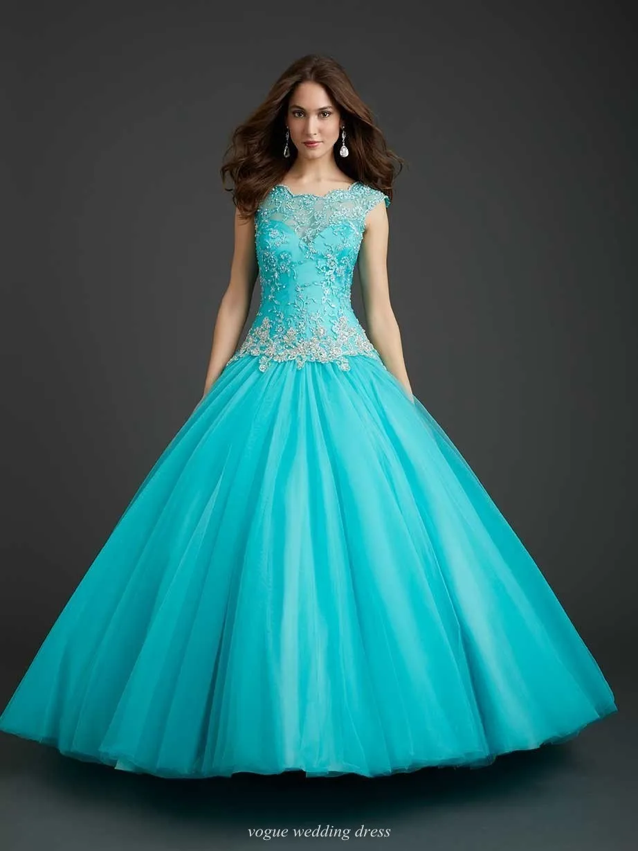 Baby Blue Scoop Floor length Organza Sleeveless Special Occasion Dresses Quinceanera Dressesin