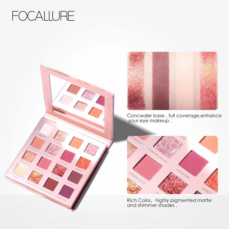 FOCALLURE Sunrise Shimmer Тени для век Палитра легко носить стойкий 16 цветов Блеск Тени для век Палитра Профессиональные Тени