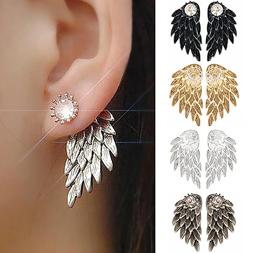 1 Pair Women Fashion Xmas Gift Angel Wings Rhinestone Inlaid Stud Earrings | Украшения и аксессуары