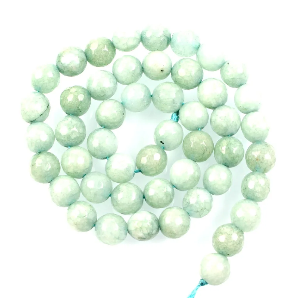 

15"Strand Natural Stone Beads Faceted Solid Light Green Marble Stone Beads Loose Spacer Beads For Jewelry Making Bracelet 8mm