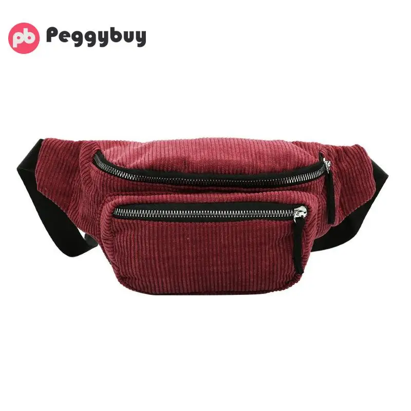 

Vintage Corduroy Waist Pack Women Pouch Belt Chest Messenger Shoulder Bag Fanny Pack for Women Chest Bag wallet women Bolsas