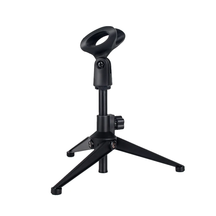 

Wired Wireless Microphone Tripod Folding Stand Holder Height Adjustable Mic Clip Mount Shock