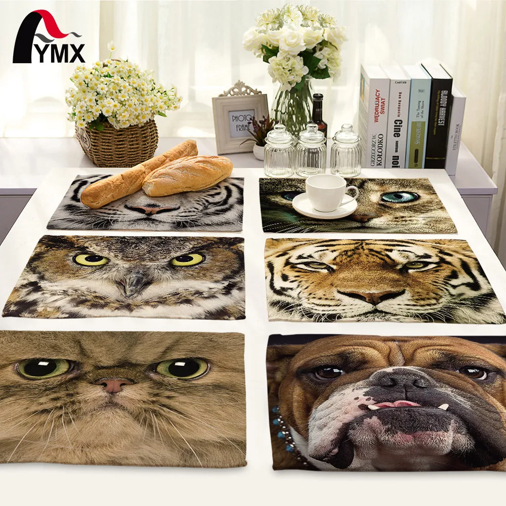 

42*32cm Creative 3D Animal Printed Table Napkin Set Bowl Dining Mats Kids Table Set Home Decoration Accessories