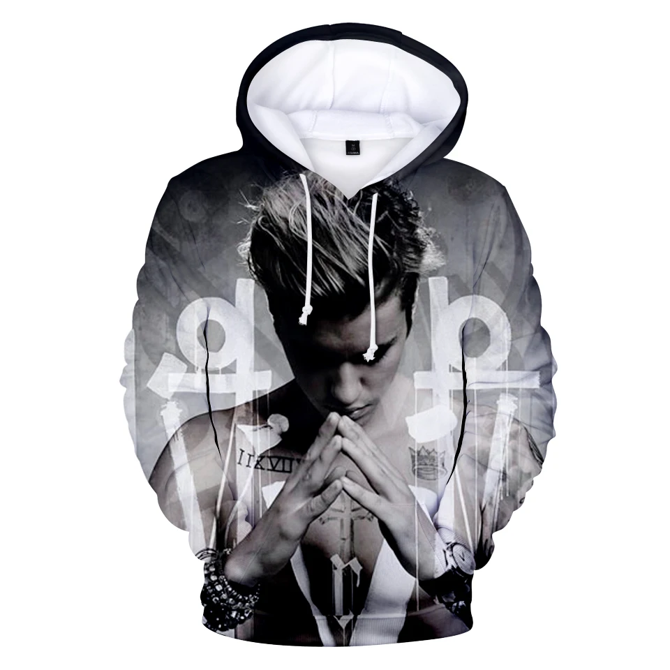 Justin Bieber 3D Character Print Hoodies Spring Autumn Wild Fashion Men Hoodies Hip Hop Hoodies Women Fans Clothes