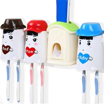 

Cute Automatic Toothpaste Dispenser with Toothbrush Holder Gargle Cup Wash Set