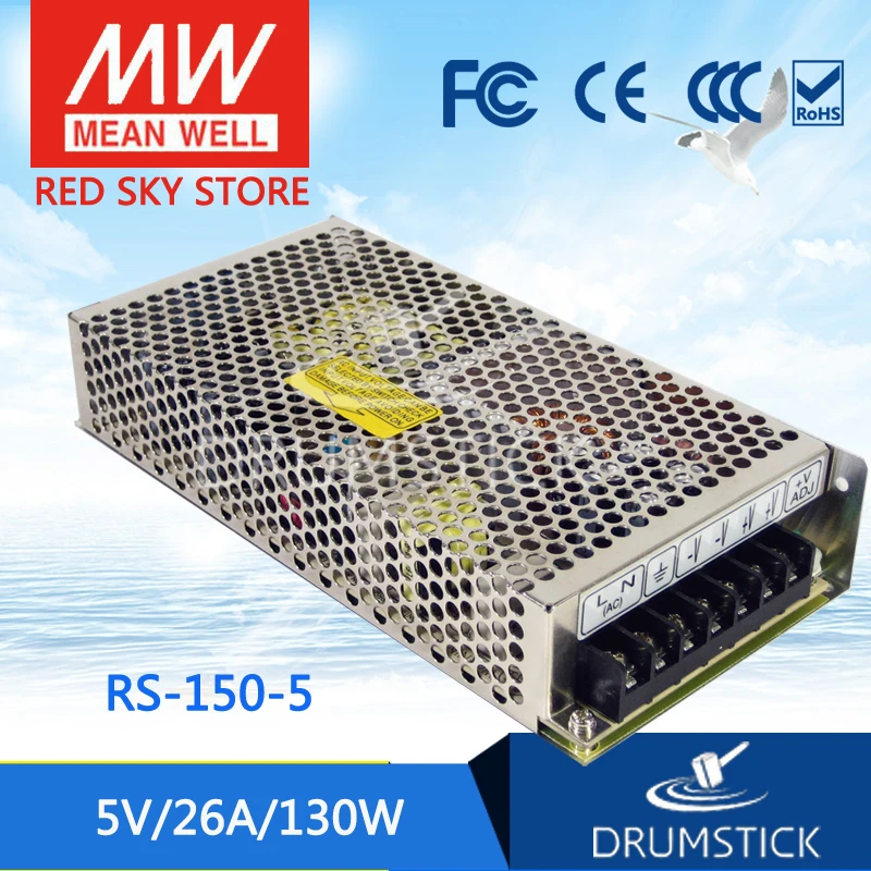 

MEAN WELL RS-150-5 5V 26A meanwell RS-150 5V 130W Single Output Switching Power Supply