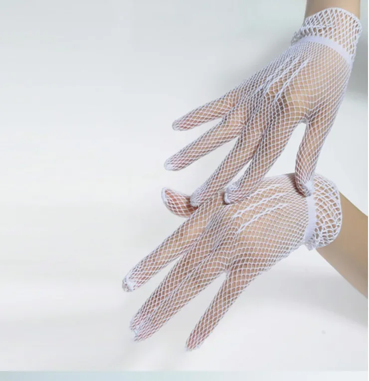 

New Crocheted Short Wedding Gloves Wrist Length Finger Simple Tulle One Size Three Colors For Bridal Gloves Accessories