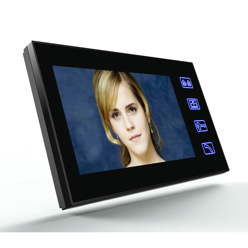 Touch-Taste 7 "Lcd Fingerprint Video-türsprechanlage Sprechanlage Wth fingerprint zutrittskontrolle 1 Kamera + 2 Monitor Fingerabdruck