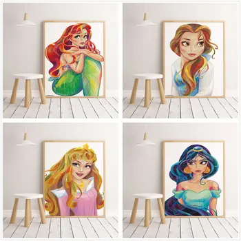 

Cartoon girl princess queen nordic poster and print canvas painting wall picture children room decoration canvas painting A291