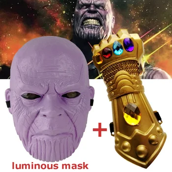

Hot Movie Avengers: Infinity War Thanos Mask Infinity Gauntlet Gloves Cosplay Halloween Party Thanos mask Superhero Accessories