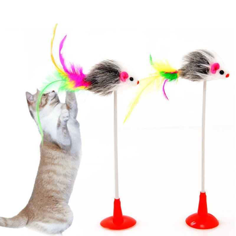 1pcs Cat Sucker Toy Mouse cat toys interactive Pet Toys With Feather Tails 20CM Length Kitten cats products for pets