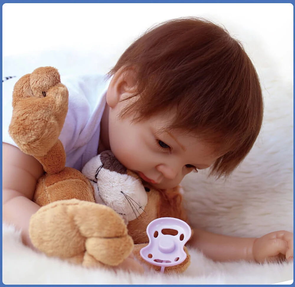 53 см Reborn Baby Doll полное тело мягкий силиконовый Полный винил Reborn Dolls голубые глаза reborn bebe куклы девочка мальчик подарок для детей