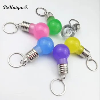 

Colorful flash light bulb keychain LED dazzle flashlight Creative Unbreakable chromatic lamp bulb Keyring Mini LED lampion