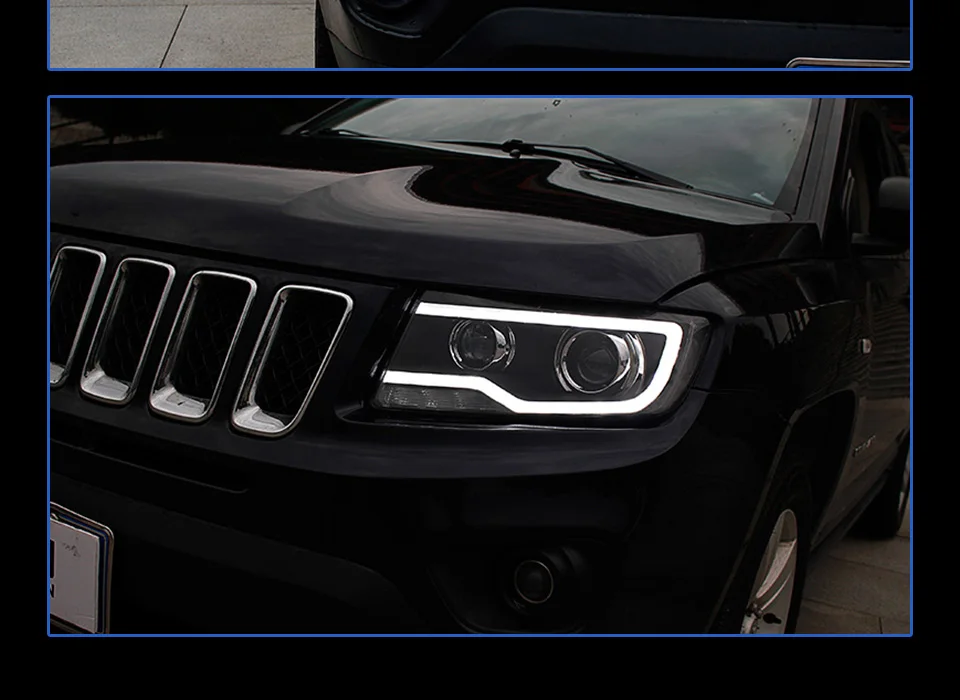 AKD автомобили Стайлинг фара для Jeep Compass 2012-2016 Grand Cherokee фары светодиодные ходовые огни биксеноновые фары противотуманные фары