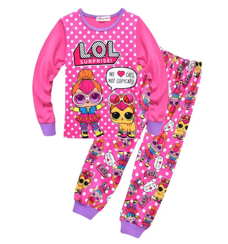 

New Autumn Kids Pajamas Set Children Sleepwear Suit Lol Dolls t shirt+pants Set Girls Baby Casual Cotton Nightwear Clothes