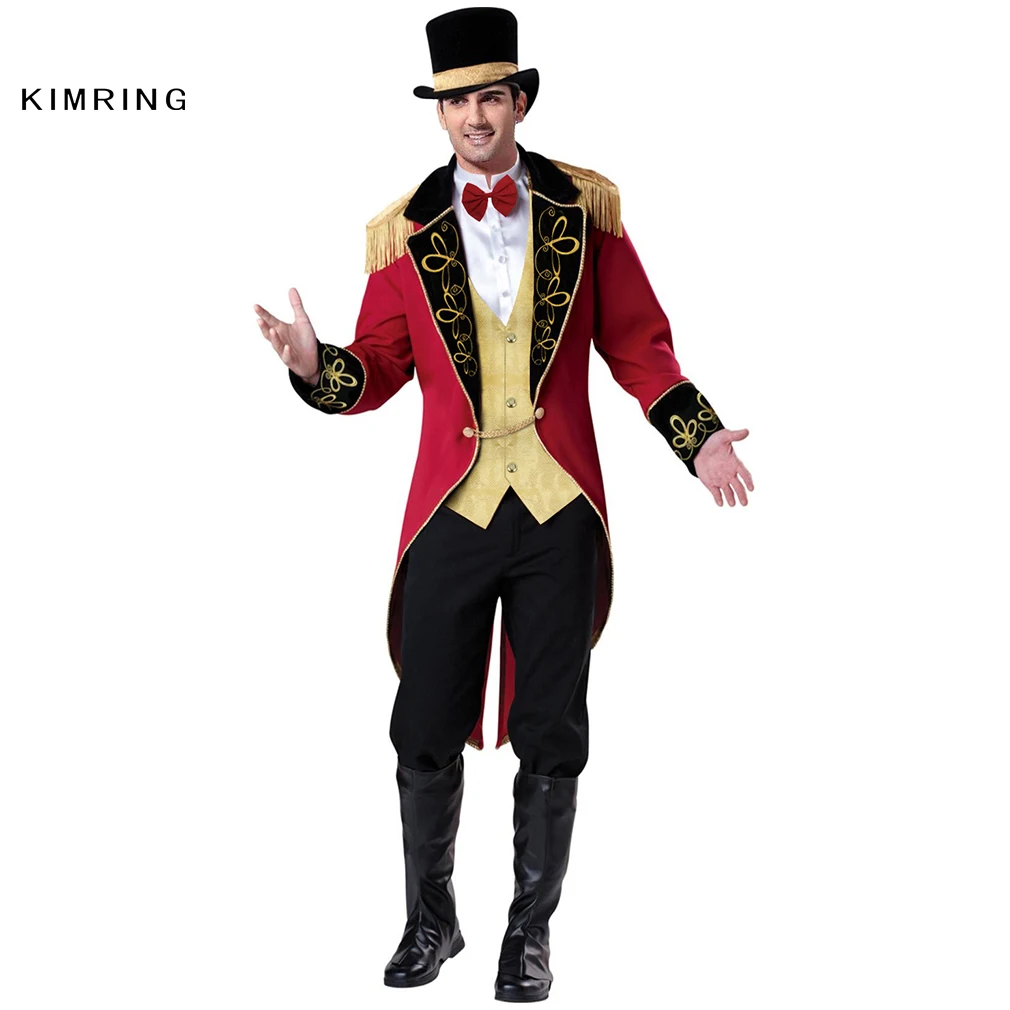 Kimring Ringmaster костюм на Хэллоуин цирк джентльмен карнавальный маг взрослый человек костюм фантазия косплей - Цвет: As Shown