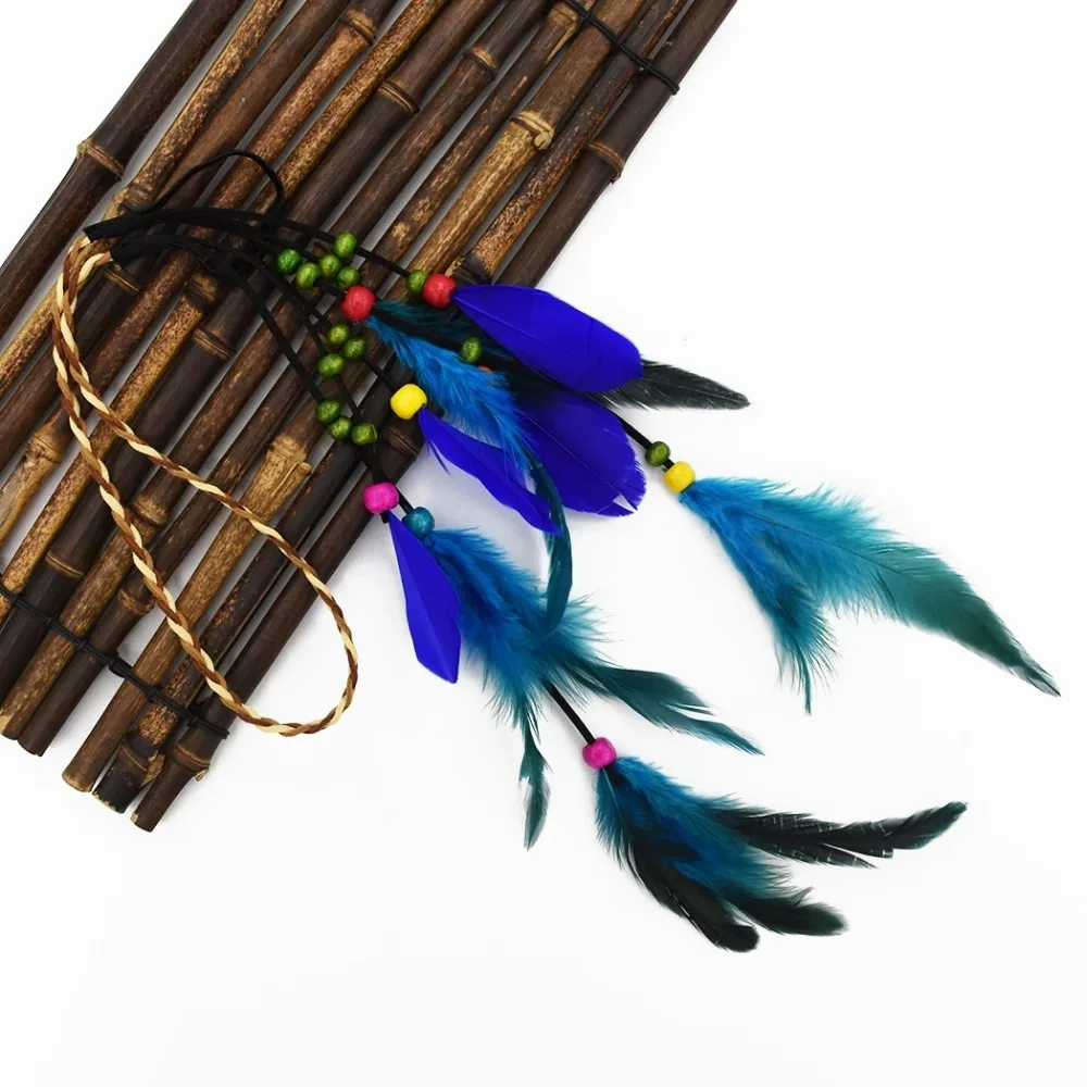African Wood Beaded Blue Feather Girl Hairband Bohemia Tribal Crown Ethnic Gypsy Headband Hair Clip Hair Jewelry Accessories Hair Jewelry Aliexpress