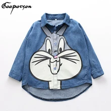 New Fashion Girls Blouse Shirt Long Sleeve Jeans Spring Summer Shirts for Toddler Girl's Outfits Cute Rabbit Print Blouse shirt