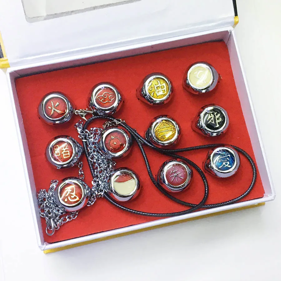 10 шт. Аниме Наруто кольца Акацуки косплей члена полный набор Sasori Itachi Jiraiya для подарка - Цвет основного камня: B 12pcs