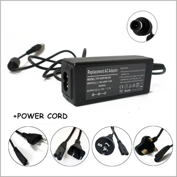 19V 2.1A адаптер переменного тока для ноутбука Ordenador Portatil Samsung N145 N150 NP-NF210 NF210 Sens 640 750