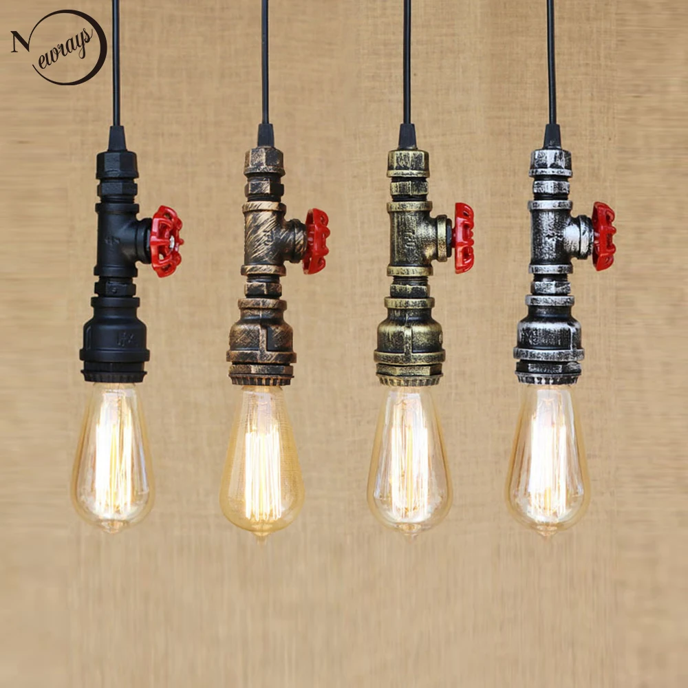 4 style Loft industrial Iron water Pipe steam punk Vintage pendant lamp cord E27 led lights