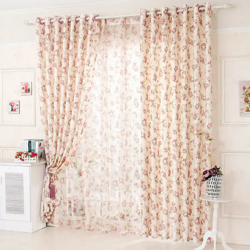 Floral Curtains For Living Room Window Bedroom Voile Curtain Kids