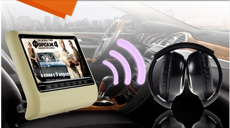 Excellent Free shipping one pair 9 inch car headrest DVD player with USB/SD,Bracket,HDMI,32 bits Game,IR,FM,HD screen,1PC DVD+1PC monitor 12