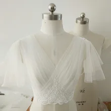 Большой размер хорошее качество свадебное платье куртка через ДЕКОРАТИВНЫЙ Тюль короткий рукав Свадебная накидка