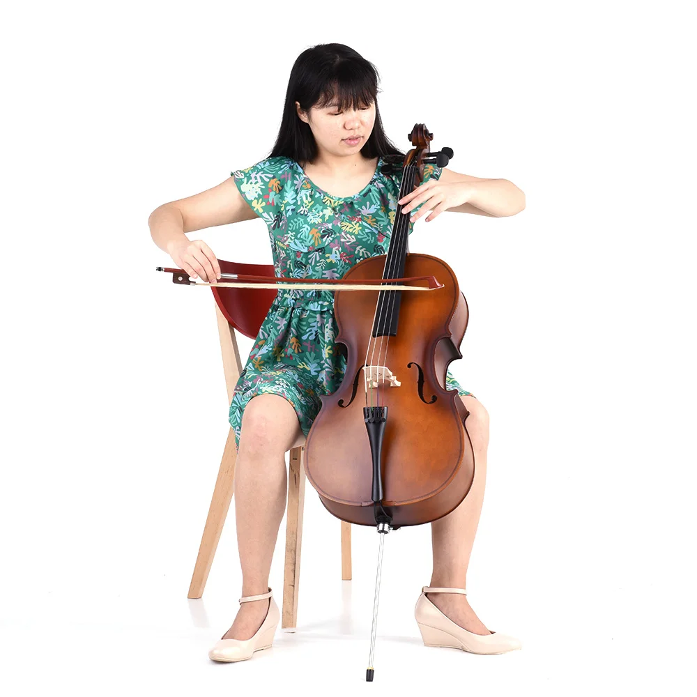 

New Arrival! 1/4 Cello Solid Wood Matte Finish Basswood Face Board with Bow Rosin Carrying Bag for Students Music Lovers