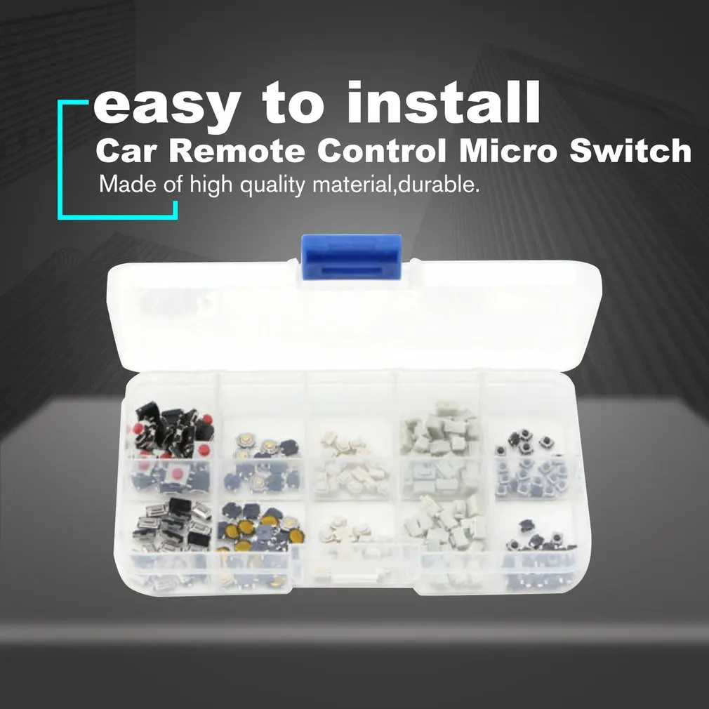

250 Pcs Tactile Push Button Switch Micro Switch 10 Models for Car Remote Control Button Switches Kit Set Key switch