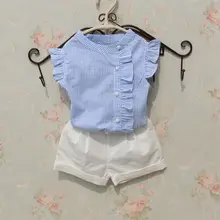 Г. Летняя блузка для девочек-подростков хлопковые топы и блузки в полоску без рукавов для школьниц, рубашки для детей JW2086