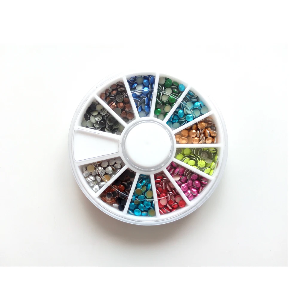 12Colors 3D 2.5mm Glitter Tips Rhinestones Gems Perlas for Nail Art Beauty Round Wheel Nail Art Decorations To Nails Accessories