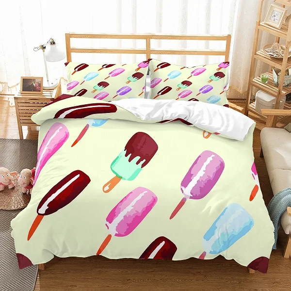 Delicious Doughnut Geometry Design Beddding Set Lifelike Icecream