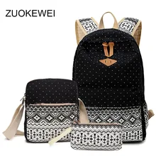 ZUOKEWEI Mujeres Mochila de Lona coreano Dot Floral Femenino Mochila Escolar Mochila Portátil Mochila de Viaje Mochila Femenina Bolso de Las Mujeres