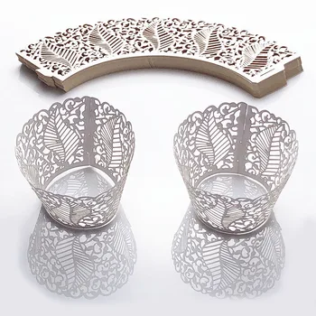 

50pcs Leaves Little Vine Laser Cut Cupcake Wrapper Liner Baking Cup For Home Wedding Decor Birthday Christmas Party Supplies