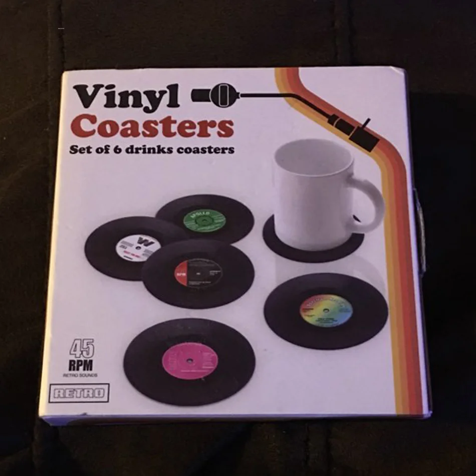 6 шт./компл. Ретро виниловые подставки под чашки набор столовый циновка ...