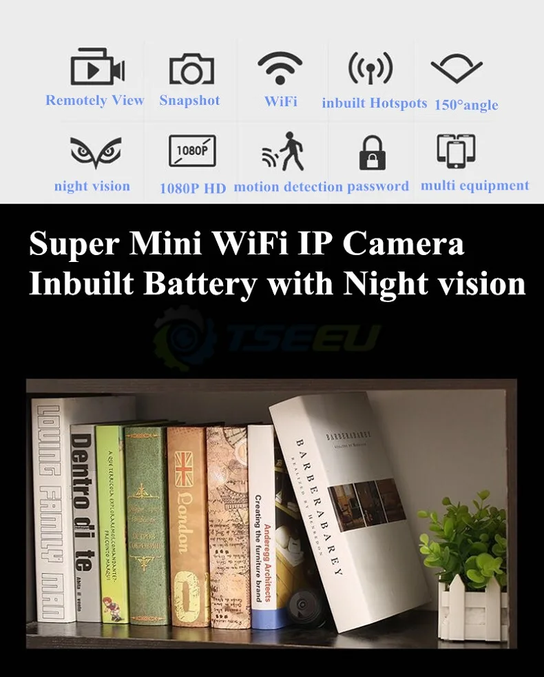 1080P HD супер мини wifi ip камера Встроенный аккумулятор приложение ночного видения Удаленный просмотр wifi sd карта широкоугольный магнит