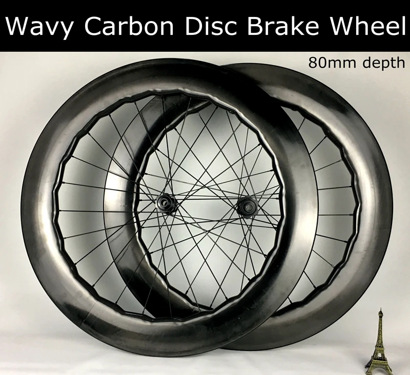 Tubeless 808mm Disc Brake carbon bike wheels Wavy 3K/UD/12K no brake
