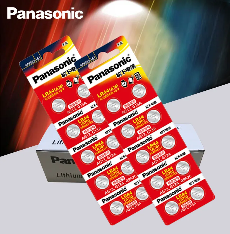 

Panasonic 100% Original 50pc 1.5V Button Cell Battery lr44 Lithium Coin Batteries A76 AG13 G13A LR44 LR1154 357A SR44